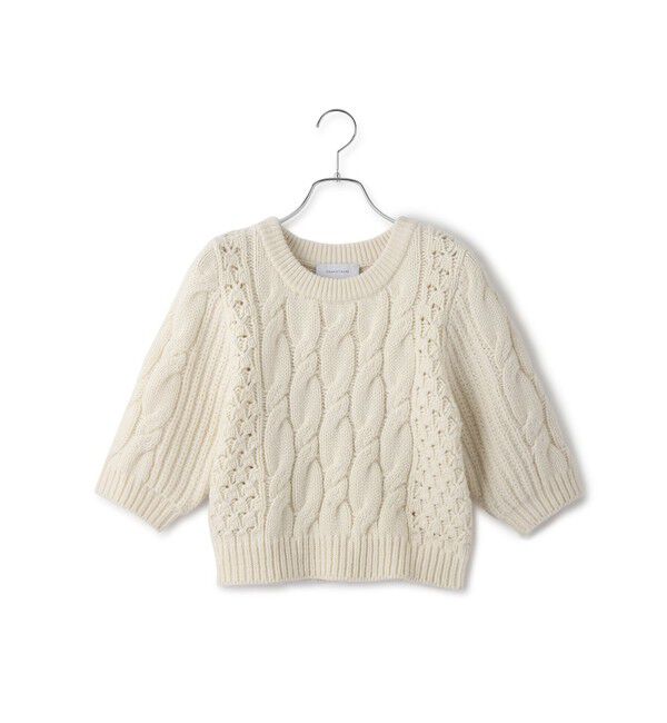 ADAM ET ROPE'「【サステナブル】ケーブルハーフスリーブニット」|ニット・セーター|