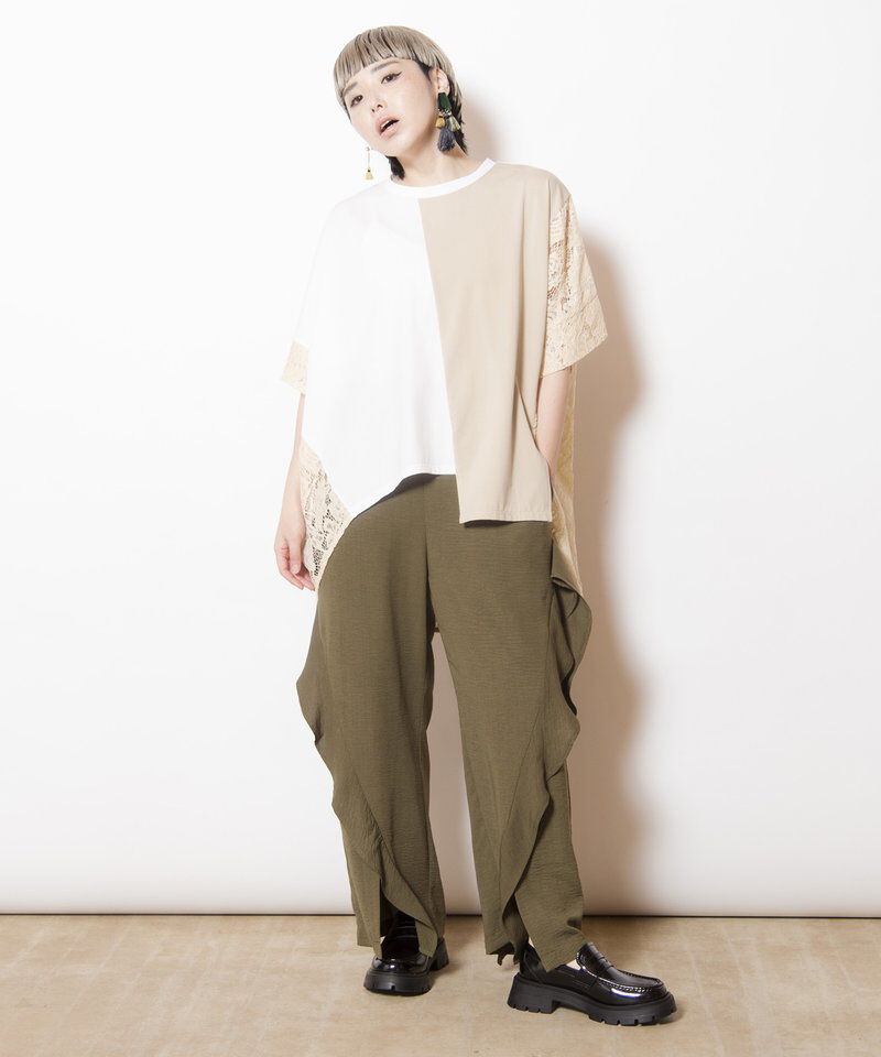  「レース切替ビッグTシャツ」|Tシャツ・カットソー|