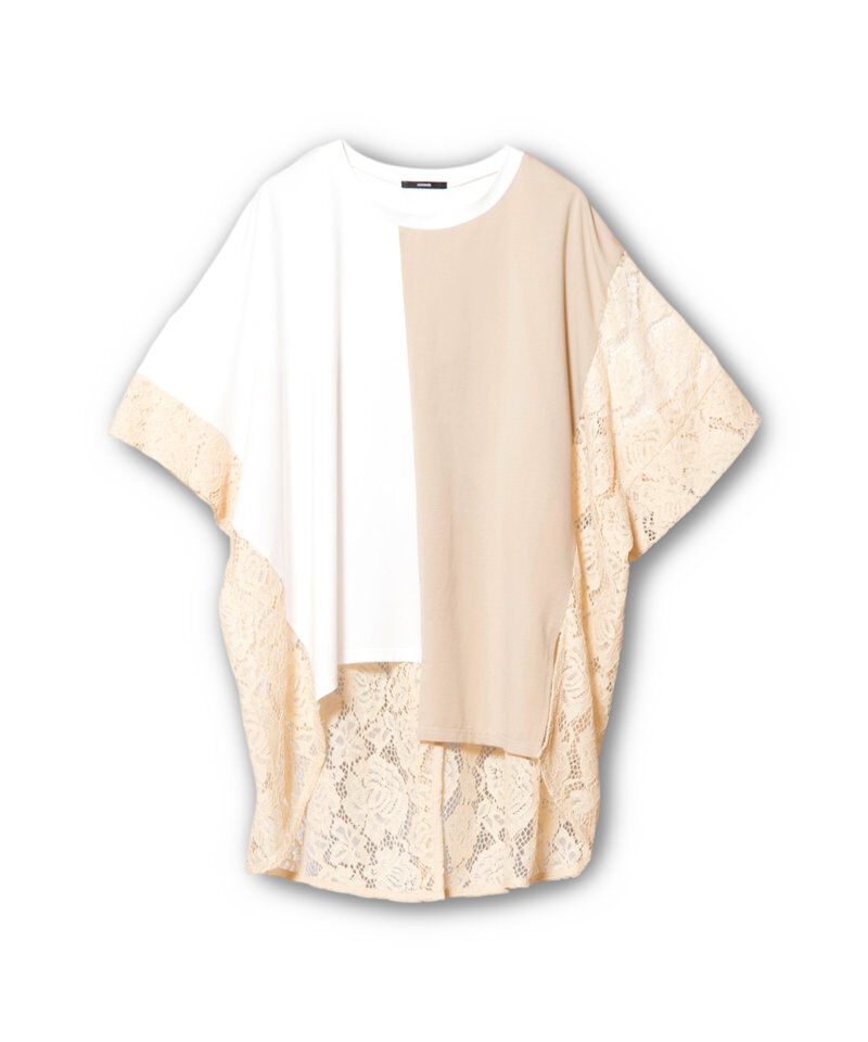  「レース切替ビッグTシャツ」|Tシャツ・カットソー|