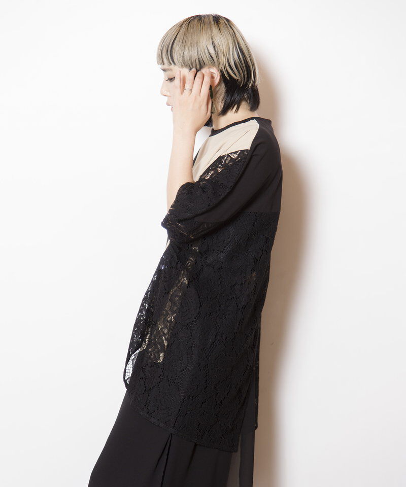  「レース切替ビッグTシャツ」|Tシャツ・カットソー|