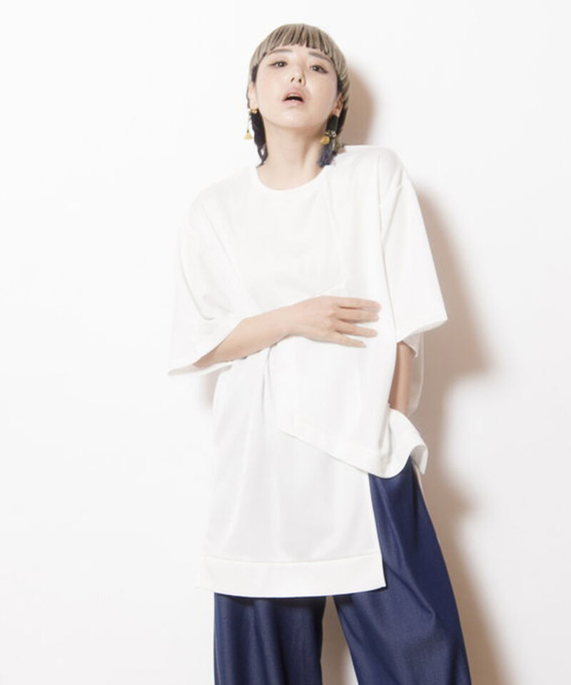  「アシンメトリーロングTシャツ」|Tシャツ・カットソー|WHITE
