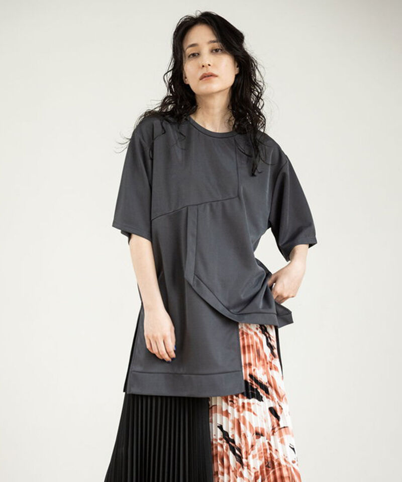  「アシンメトリーロングTシャツ」|Tシャツ・カットソー|CHARCOAL