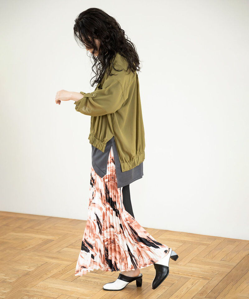  「バイカラープリントプリーツパンツ」|その他|