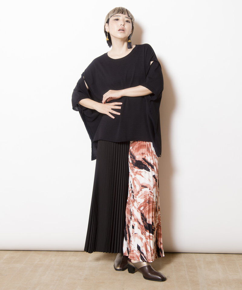  「バイカラープリントプリーツパンツ」|その他|