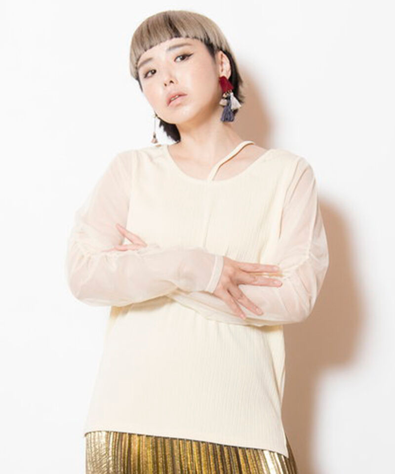  「2WAYギャザースリーブTシャツ」|Tシャツ・カットソー|IVORY