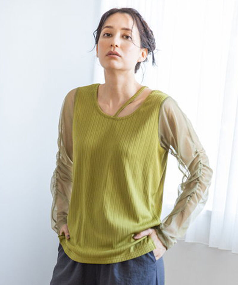  「2WAYギャザースリーブTシャツ」|Tシャツ・カットソー|L.GREEN