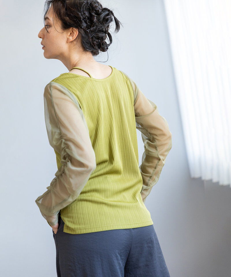  「2WAYギャザースリーブTシャツ」|Tシャツ・カットソー|