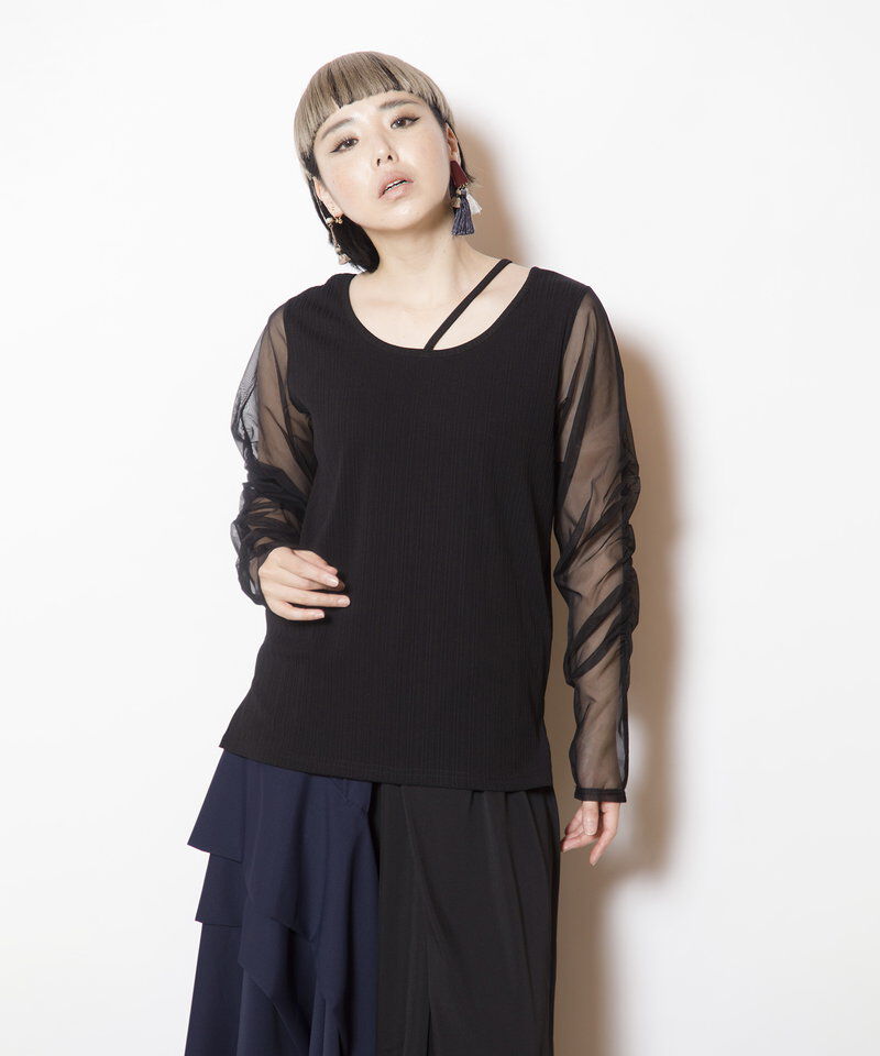  「2WAYギャザースリーブTシャツ」|Tシャツ・カットソー|