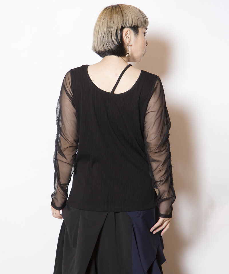  「2WAYギャザースリーブTシャツ」|Tシャツ・カットソー|