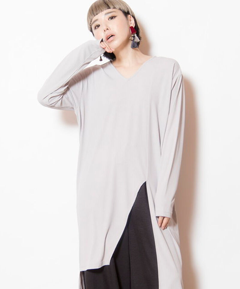  「Vネックロングプルオーバー」|Tシャツ・カットソー|L .GRAY