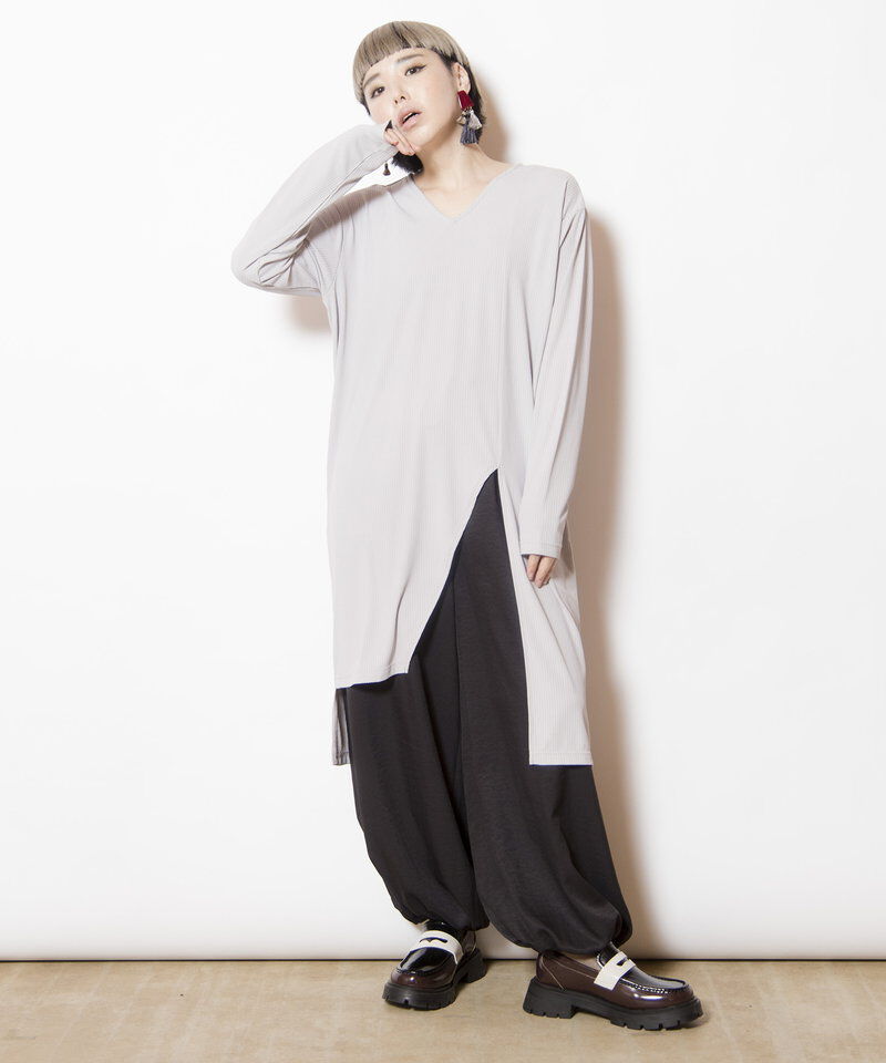  「Vネックロングプルオーバー」|Tシャツ・カットソー|
