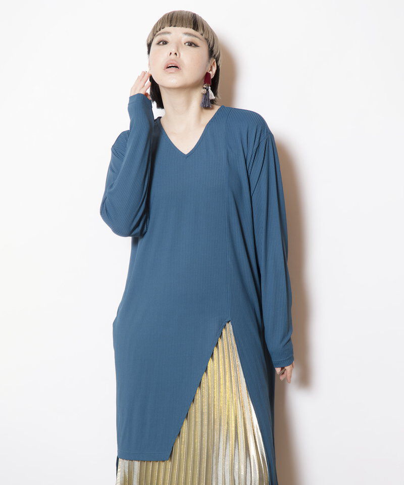  「Vネックロングプルオーバー」|Tシャツ・カットソー|