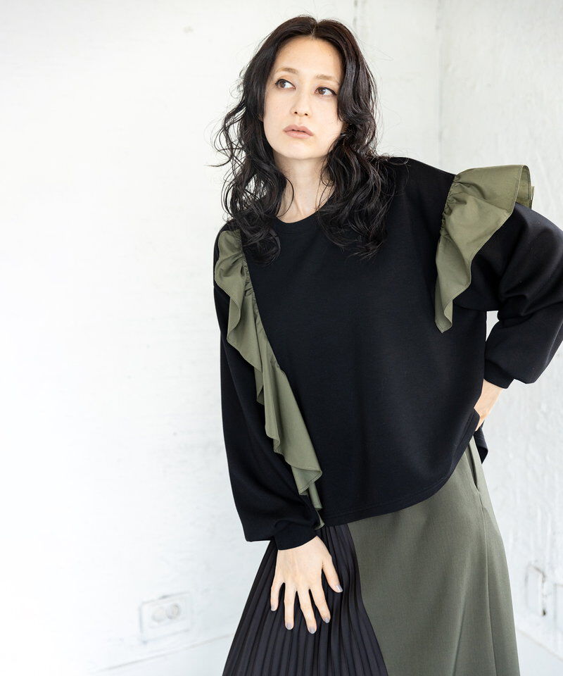  「アシンメトリーフリルプルオーバー」|スウェット・ジャージ|