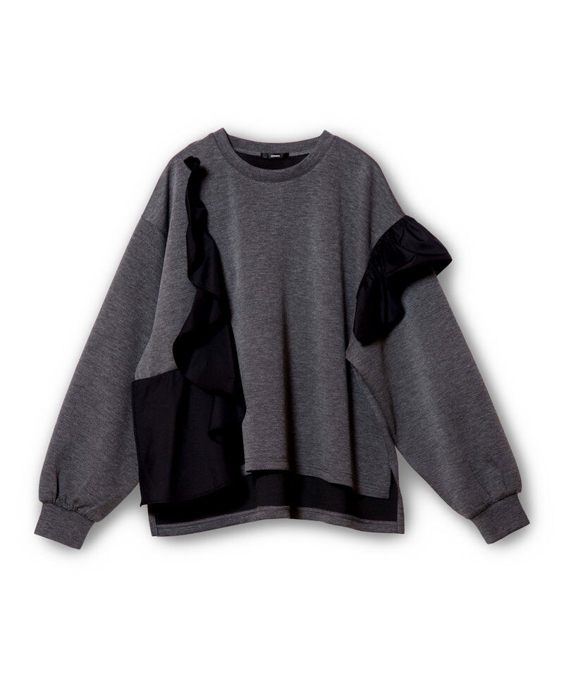  「アシンメトリーフリルプルオーバー」|スウェット・ジャージ|