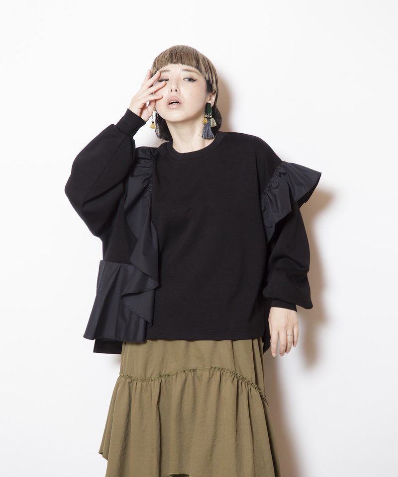 「アシンメトリーフリルプルオーバー」|スウェット・ジャージ|