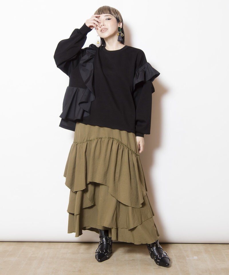  「アシンメトリーフリルプルオーバー」|スウェット・ジャージ|