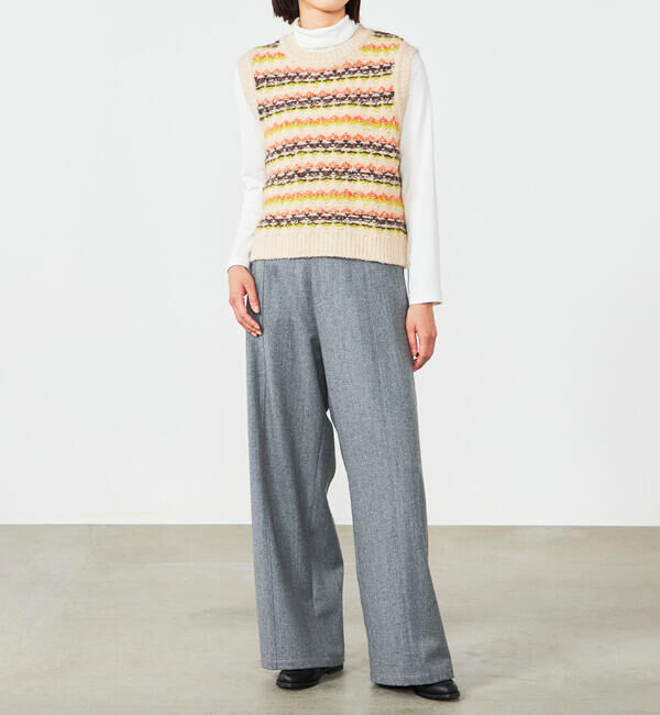 LE GLAZIK「LE GLAZIK | ジャカード クルーネックニットベスト WOMEN」|ニット・セーター|