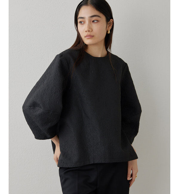 THE PAUSE「【THE PAUSE】ジャガードパフスリーブブラウス」|シャツ・ブラウス|ブラック