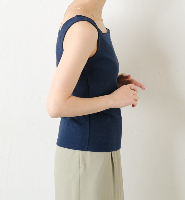  「 シアー切り替えスクエアタンクトップ」|Tシャツ・カットソー|