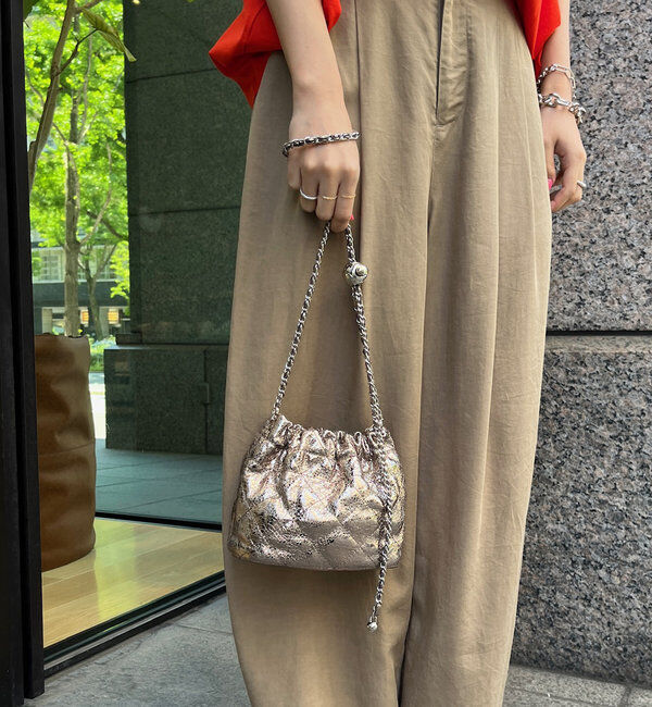  「【WEB限定】ギャザーメタリックキルト」|トートバッグ|