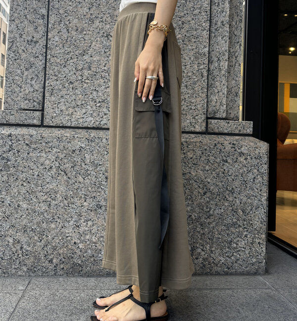  「【WEB限定】裏毛異素材切替カーゴテープスカート」|スカート|