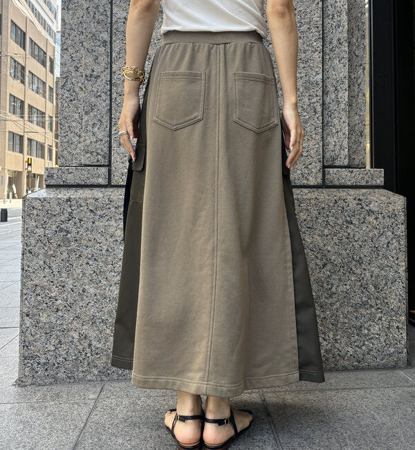  「【WEB限定】裏毛異素材切替カーゴテープスカート」|スカート|