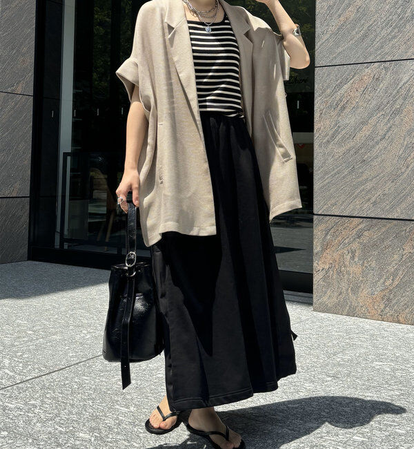  「【WEB限定】裏毛異素材切替カーゴテープスカート」|スカート|