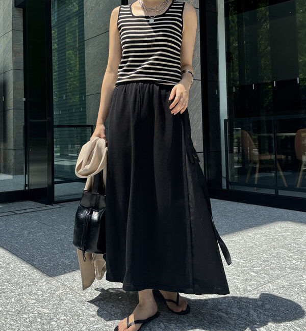  「【WEB限定】裏毛異素材切替カーゴテープスカート」|スカート|