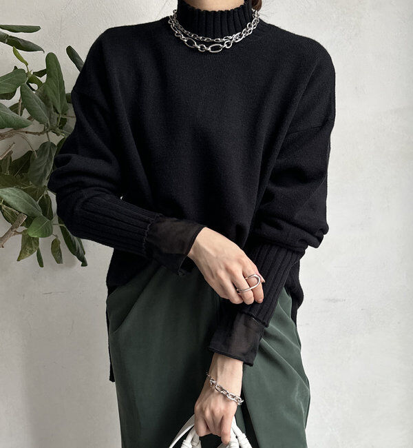  「【WEB限定】モッチリミドルゲージハイネックニット」|ニット・セーター|