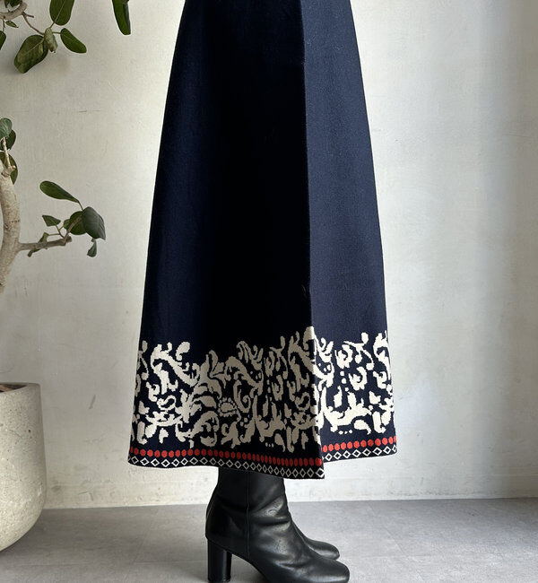  「【WEB限定】ジャガードニットフレアスカート」|スカート|