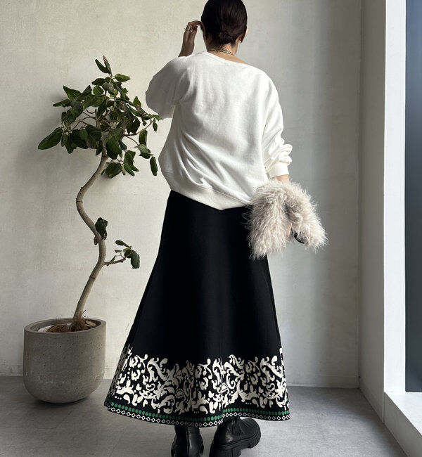  「【WEB限定】ジャガードニットフレアスカート」|スカート|