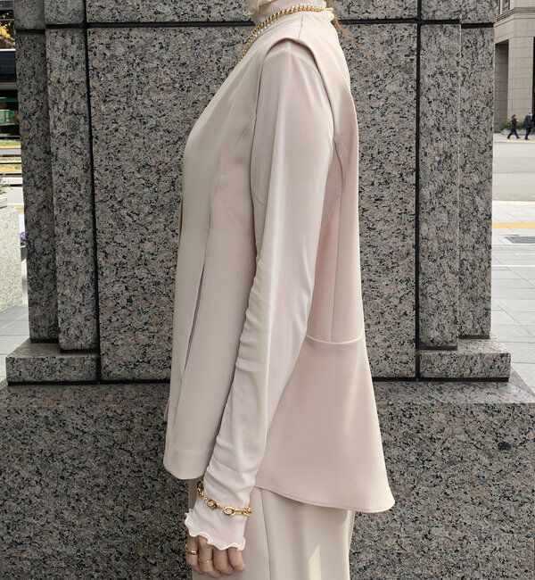  「【オケージョン対応】【WEB限定】Vネックバックペプラムジレ」|ベスト・ジレ|