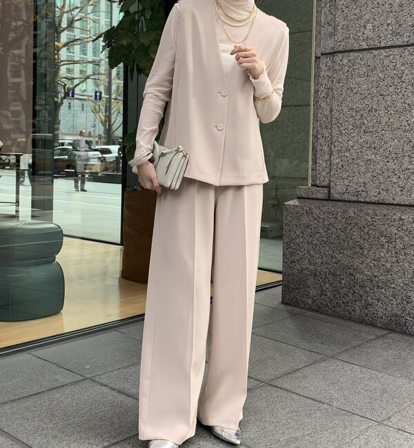  「【オケージョン対応】【WEB限定】Vネックバックペプラムジレ」|ベスト・ジレ|