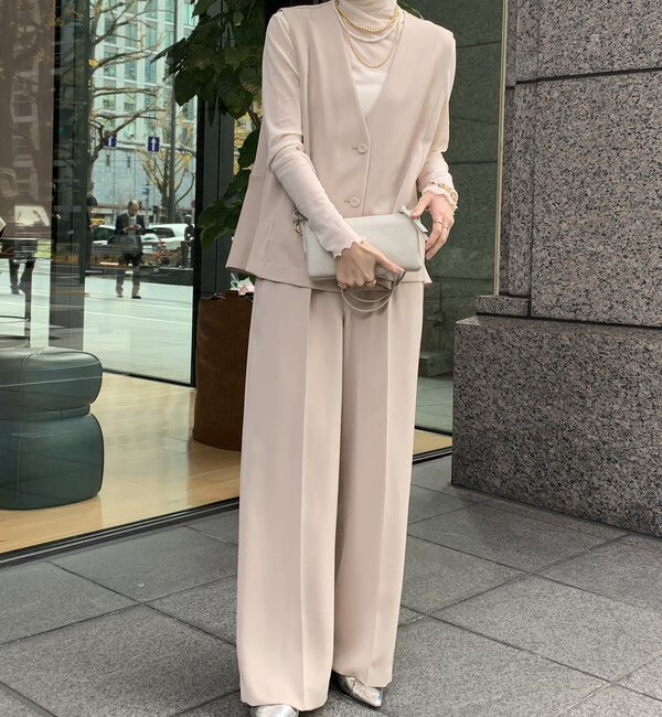  「【オケージョン対応】【WEB限定】Vネックバックペプラムジレ」|ベスト・ジレ|