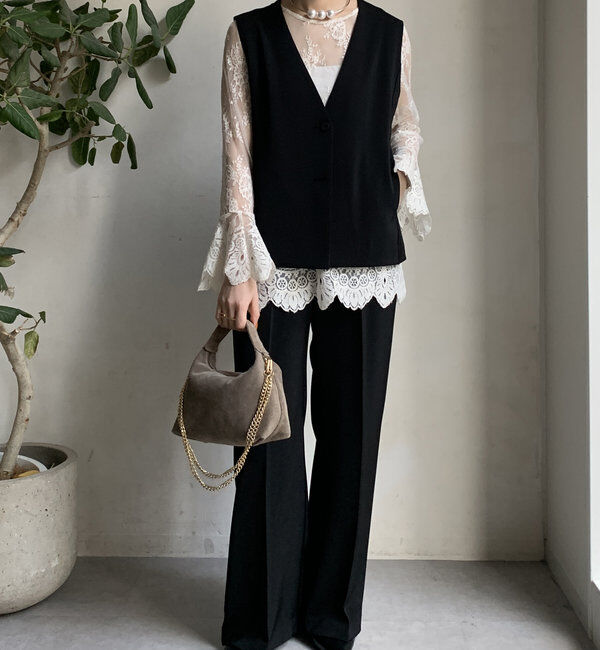  「【オケージョン対応】【WEB限定】Vネックバックペプラムジレ」|ベスト・ジレ|