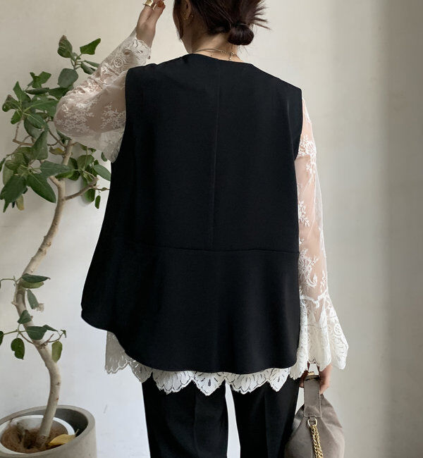  「【オケージョン対応】【WEB限定】Vネックバックペプラムジレ」|ベスト・ジレ|