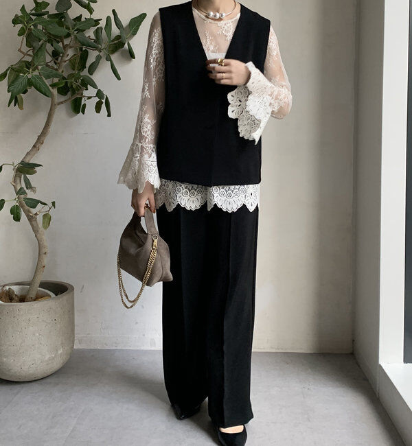  「【オケージョン対応】【WEB限定】Vネックバックペプラムジレ」|ベスト・ジレ|