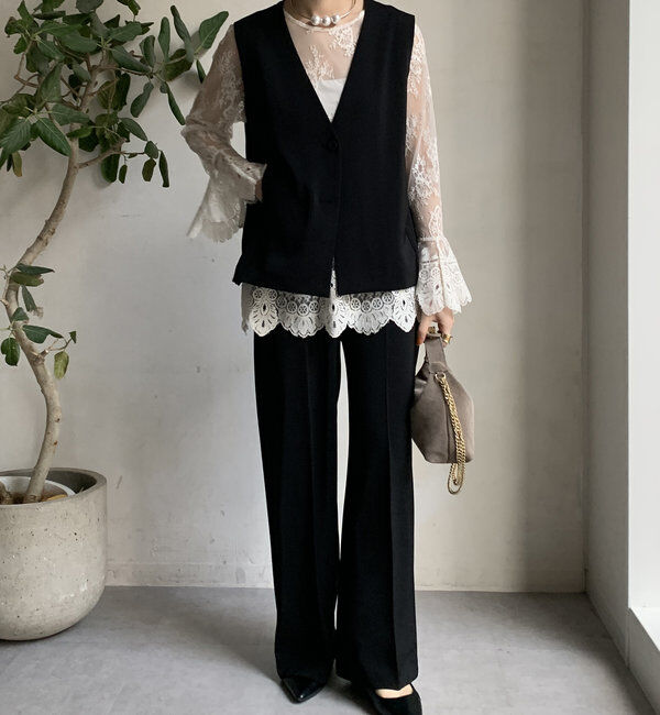  「【オケージョン対応】【WEB限定】Vネックバックペプラムジレ」|ベスト・ジレ|