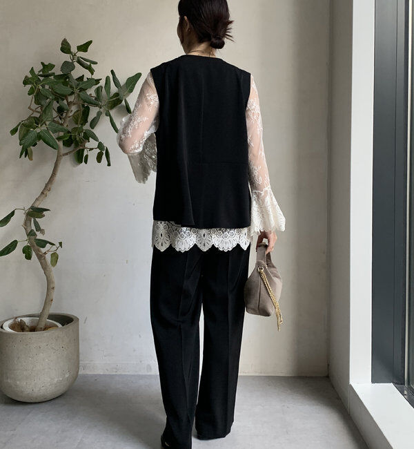  「【オケージョン対応】【WEB限定】Vネックバックペプラムジレ」|ベスト・ジレ|