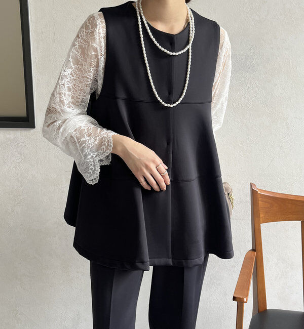  「【オケージョン対応】【WEB限定】モイストポンチティアードベスト」|ベスト・ジレ|ネイビー