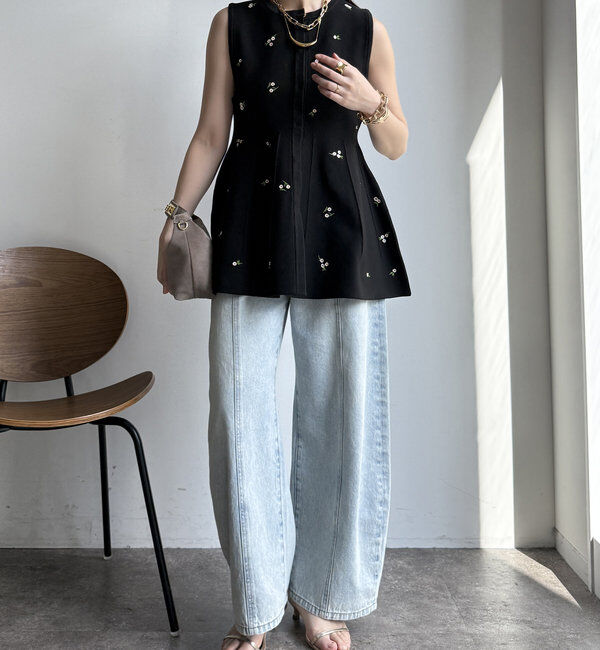  「【WEB限定】刺繍スポンジニットベスト」|ベスト・ジレ|