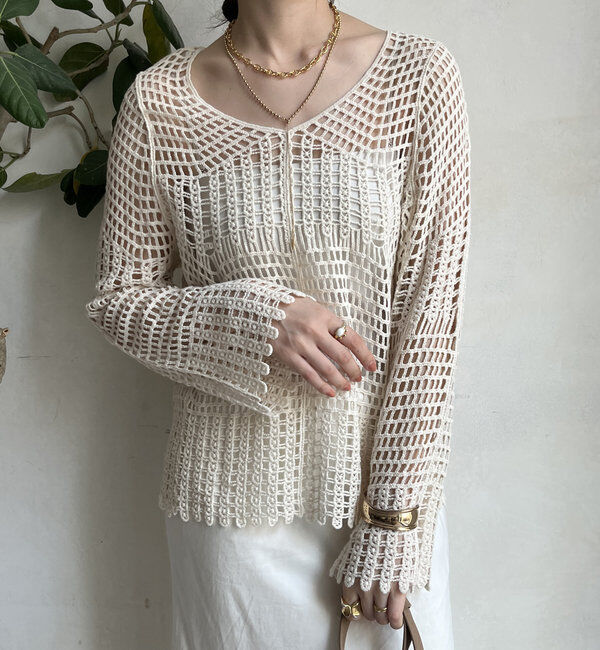  「【WEB限定】カギ針風プルオーバー」|ニット・セーター|