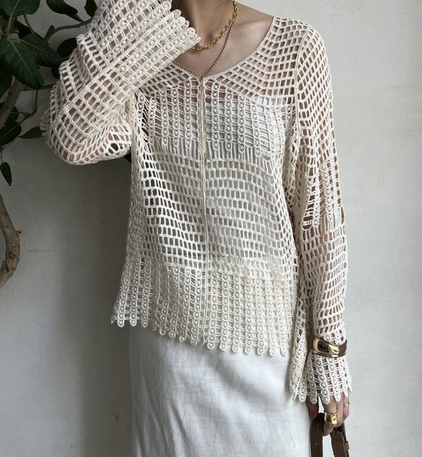  「【WEB限定】カギ針風プルオーバー」|ニット・セーター|