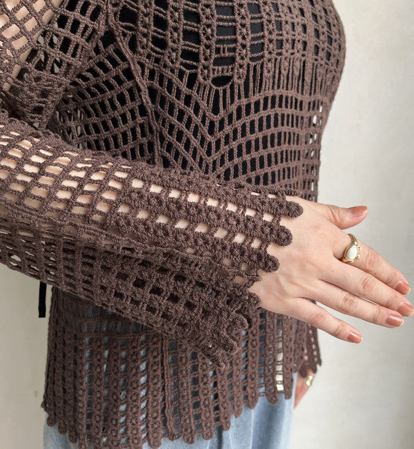  「【WEB限定】カギ針風プルオーバー」|ニット・セーター|