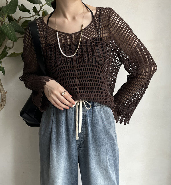  「【WEB限定】カギ針風プルオーバー」|ニット・セーター|