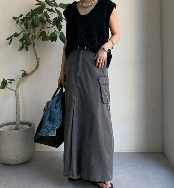  「綿リヨセルピグメント加工カーゴスカート」|スカート|