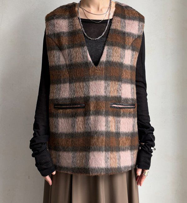  「【WEB限定】チェックシャギーベスト」|ベスト・ジレ|