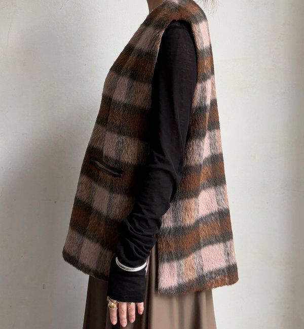  「【WEB限定】チェックシャギーベスト」|ベスト・ジレ|