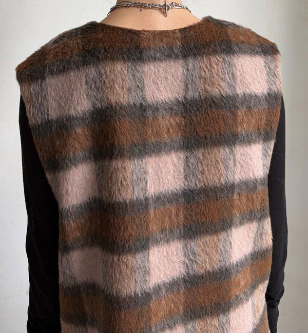  「【WEB限定】チェックシャギーベスト」|ベスト・ジレ|