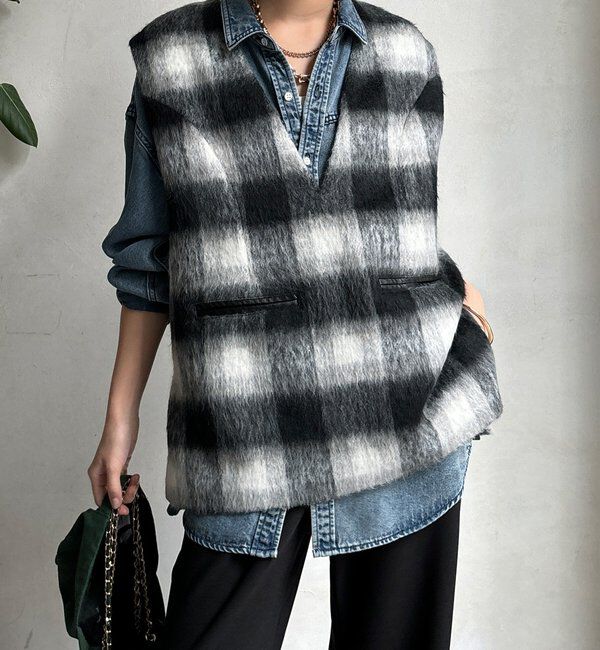  「【WEB限定】チェックシャギーベスト」|ベスト・ジレ|